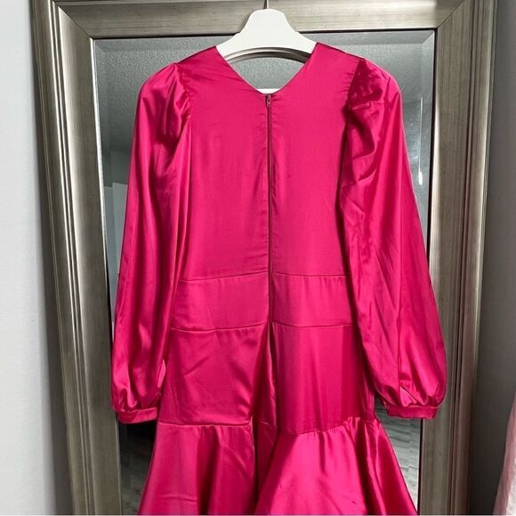 ORIANAâRIVERAâMaxi DressâInâAsymmetricâRuffledâSilk-satinâFuchsiaâColorâSizeâM. - Picture 6 of 12